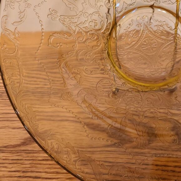 Federal Glass Co. Madrid Golden Glow Depression Glass 11" Footed Console Bowl - Picture 7 of 16